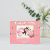 Bunting Flag誕生日写真ありがとう ポストカード (スタンド正面)