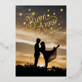 Buon Anno Newlyweds新イタリアン年写真 箔シーズンカード (正面)