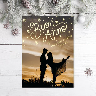 Buon Anno Newlyweds新イタリアン年写真 箔シーズンカード