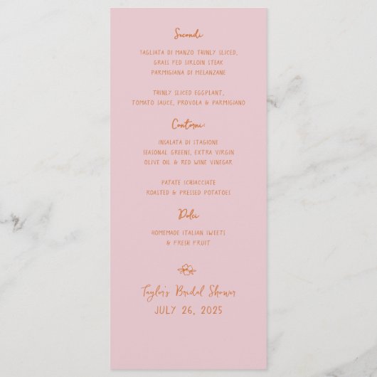 Buon Appetito Handwritten Pink Italian Menu メニュー (裏面)