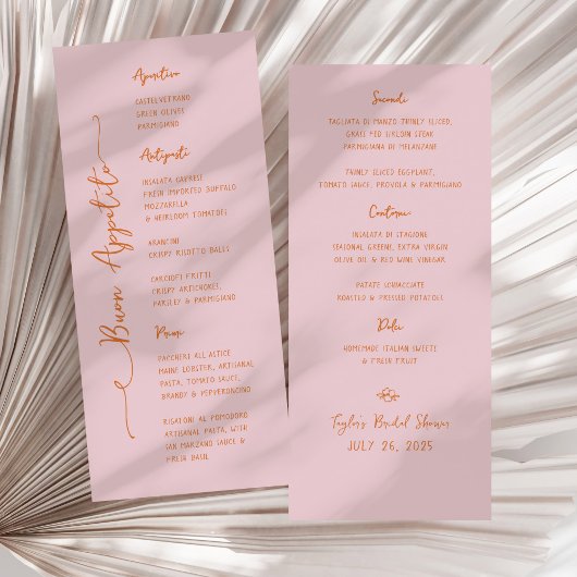 Buon Appetito Handwritten Pink Italian Menu メニュー