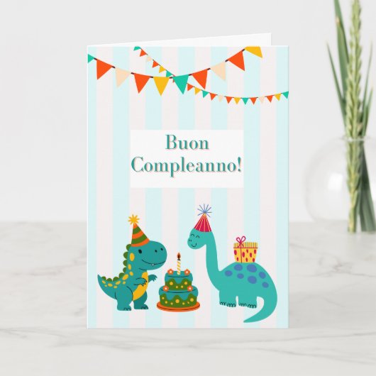 Buon Compleanno Cartolina Dinosauro Italian  カード (正面)