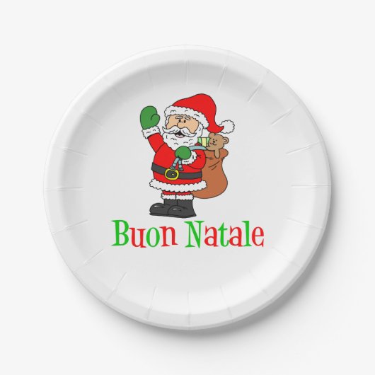 Buon Nataleのイタリアンなクリスマスの紙皿 ペーパープレート (正面)