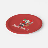 Buon Nataleのイタリアンなクリスマスサンタ(赤い) ペーパープレート (アングル)