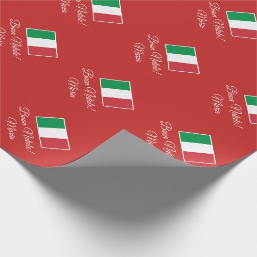 Buon Nataleのイタリアンな旗のクリスマスの休日のカスタム ラッピングペーパー (角)