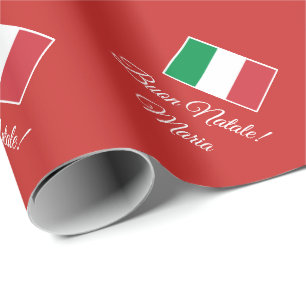 Buon Nataleのイタリアンな旗のクリスマスの休日のカスタム ラッピングペーパー