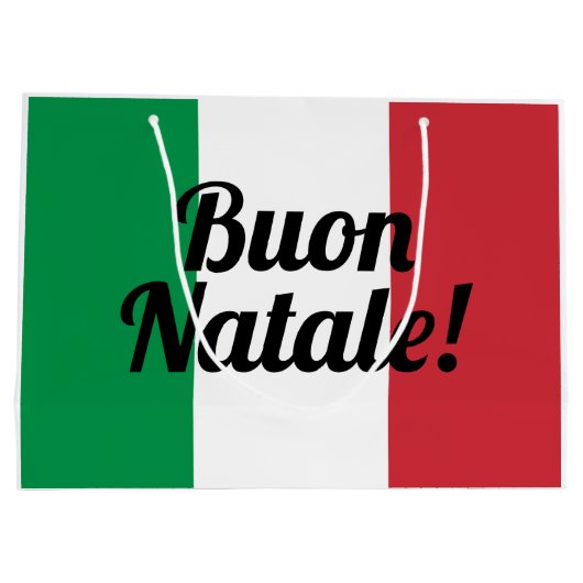 Buon Nataleのイタリアンな旗のメリークリスマスのギフトバッグ ラージペーパーバッグ (裏面)