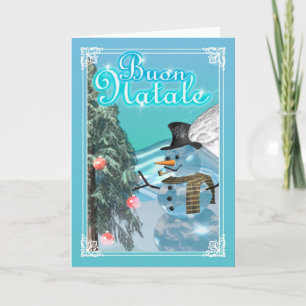 Buon Nataleのイタリアンな雪だるまのメリークリスマスカード シーズンカード