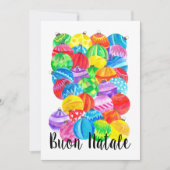 Buon Nataleイタリアン Christmas bables、水色 招待状 (正面)