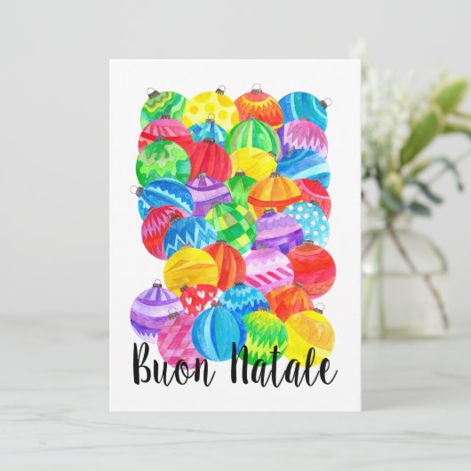Buon Nataleイタリアン Christmas bables、水色 招待状 (スタンド正面)