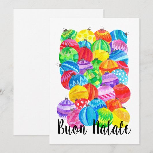 Buon Nataleイタリアン Christmas bables、水色 招待状 (正面/裏面)