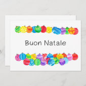 Buon Nataleイタリアン Christmas bables、水色 招待状 (正面/裏面)