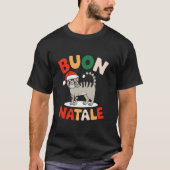 Buon Nataleエジプトマウ猫クリスマスイタリアサンタ Tシャツ (正面)