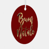 Buon Nataleエレガントフェイクイタリアン金ゴールドScript Red メタルオーナメント (正面右)
