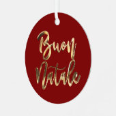 Buon Nataleエレガントフェイクイタリアン金ゴールドScript Red メタルオーナメント (正面左)