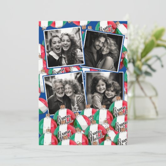 Buon Nataleクリスマスグリーティングブルー王室のインビタティ 招待状 (スタンド正面)