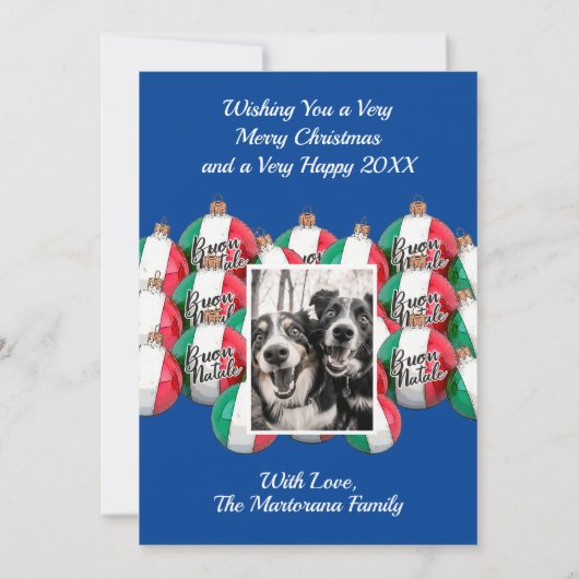 Buon Nataleクリスマスグリーティングブルー王室のインビタティ 招待状 (裏面)