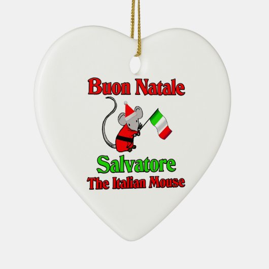 Buon Nataleサルバトーレイタリアンなマウス セラミックオーナメント (右)