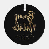 Buon Nataleブラックエレガントと金ゴールドスクリプイタリアント ガラスオーナメント (裏面)