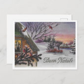 Buon Nataleヴィンテージイタリアン1940年代クリスマスシーン ポストカード (正面/裏面)