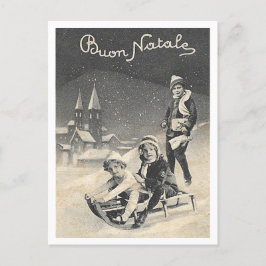 Buon Nataleヴィンテージ1930sイタリアンクリスマスシーン ポストカード