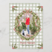 Buon Natale水彩フローラボウファミリーフォト シーズンカード (正面/裏面)