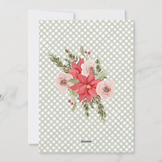 Buon Natale水彩フローラボウファミリーフォト シーズンカード (裏面)