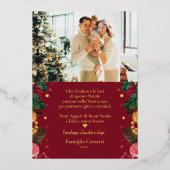 Buon Natale金ゴールドディアホリー写真 箔シーズンカード (裏面)