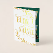 Buon Natale金ゴールドベリーグリーンフォトコラージュ 箔カード (正面)