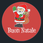 Buon Natale イタリアン Christmas Santa (RED) ラウンドシール<br><div class="desc">Buon Natale イタリアン Christmas Santa Redステッカー…可愛い漫画のサンタイタリアンステッカーで「メリークリスマス」と言う。クリスマス素晴らしのパーティーにイタリアン対して休日のパーティーに完璧イタリアンな追加。子供素晴らしの抱き枕。</div>