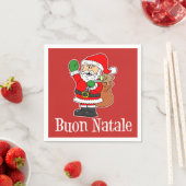 Buon Natale イタリアン Merry Christmas Santa (RED) スタンダードカクテルナプキン (インサイチュ)