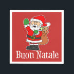 Buon Natale イタリアン Merry Christmas Santa (RED) スタンダードカクテルナプキン<br><div class="desc">可愛い漫画のサンタクロース赤いナプキンをフィーチャーしたブーン・ナターレ。休日のパーティーでイタリアンは、これらのフェスティバルのナプキンと素晴らし一緒に「メリークリスマス」と言いなさい。</div>
