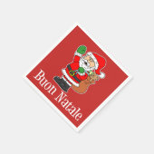 Buon Natale イタリアン Merry Christmas Santa (RED) スタンダードカクテルナプキン (角)