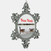 Buon Natale – ホーンカーズ – カナダゲーゼ スノーフレークピューターオーナメント (左)