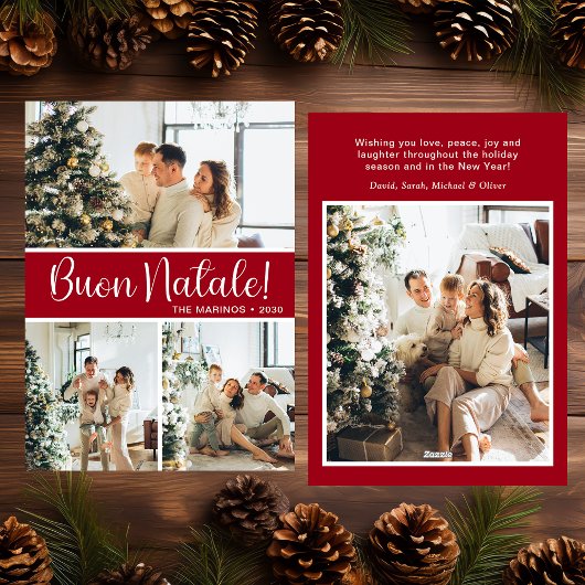 Buon Natale 4 Photo Flat Holiday Card シーズンカード