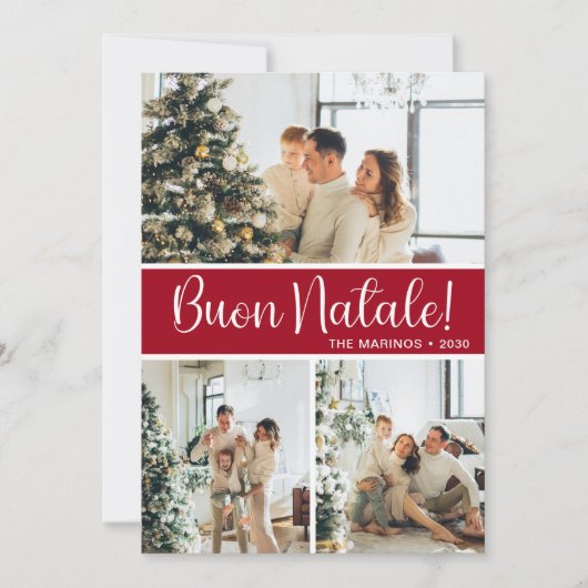 Buon Natale 4 Photo Flat Holiday Card シーズンカード (正面)