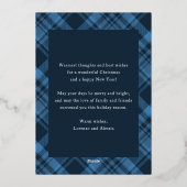 Buon Natale Blue Plaidタータンチェック写真 箔シーズンカード (裏面)