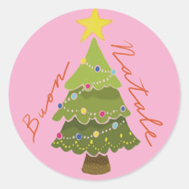 "Buon Natale" Christmas Klassische Runde Aufkleber ラウンドシール