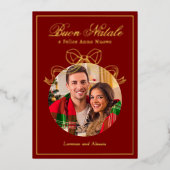 Buon Natale e Felice Anno Nuovoコケットボーフォト 箔シーズンカード (正面)