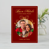 Buon Natale e Felice Anno Nuovoコケットボーフォト 箔シーズンカード (立ち正面)