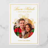 Buon Natale e Felice Anno Nuovoコケットボーフォト 箔シーズンカード (正面)