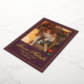 Buon Natale e Felice Anno Nuovo Script Photo 箔シーズンカード (回転した状態)