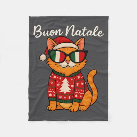 Buon Natale Italian Cat Christmas, Italy Pride Hol フリースブランケット (正面)