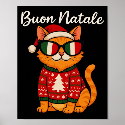 Buon Natale Italian Cat Christmas, Italy Pride Hol ポスター (正面)