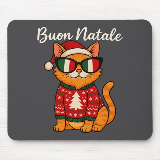 Buon Natale Italian Cat Christmas, Italy Pride Hol マウスパッド (正面)