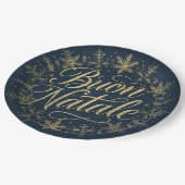 Buon Natale Italian Christmas - Navy & Gold ペーパープレート (アングル)