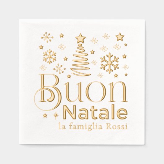 Buon Natale Italian Christmas Party Custom 箔ナプキン (正面)