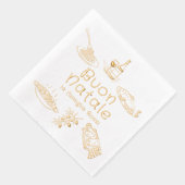 Buon Natale Italian Christmas Party Food Doodles 箔ナプキン (右)