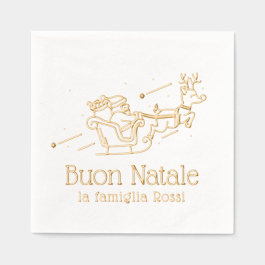 Buon Natale Italian Christmas Party Santa 箔ナプキン (正面)
