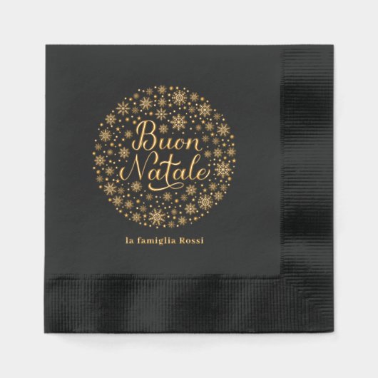 Buon Natale Italian Christmas Party Snowflakes 箔ナプキン (正面)